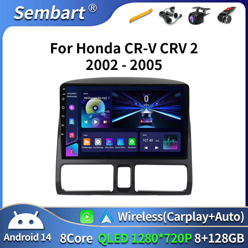 

Android 14 Auto Multimedia Video Player For Honda CR-V CRV 2 2001 - 2006 Carplay GPS 2 Din 360 Camera CAR Radio Cooling Fan QLED