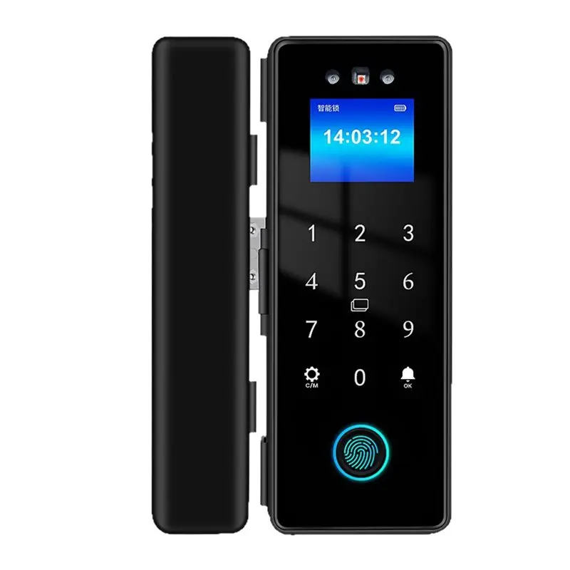 ABZZ-Tuya WIFI Smart Glass Door Lock 3D Face Recognition Biometric Fingerprint Electronic Unlocking 13.56Mhz IC Card Support