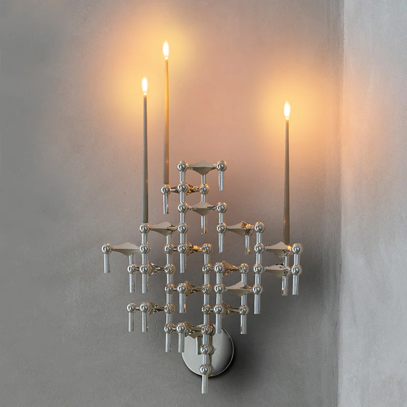 Metal Molecular Structure Candle Holder Nordic Silver Candlestick Centerpiece Living Room Decoration Gift Home Decore Candelabra