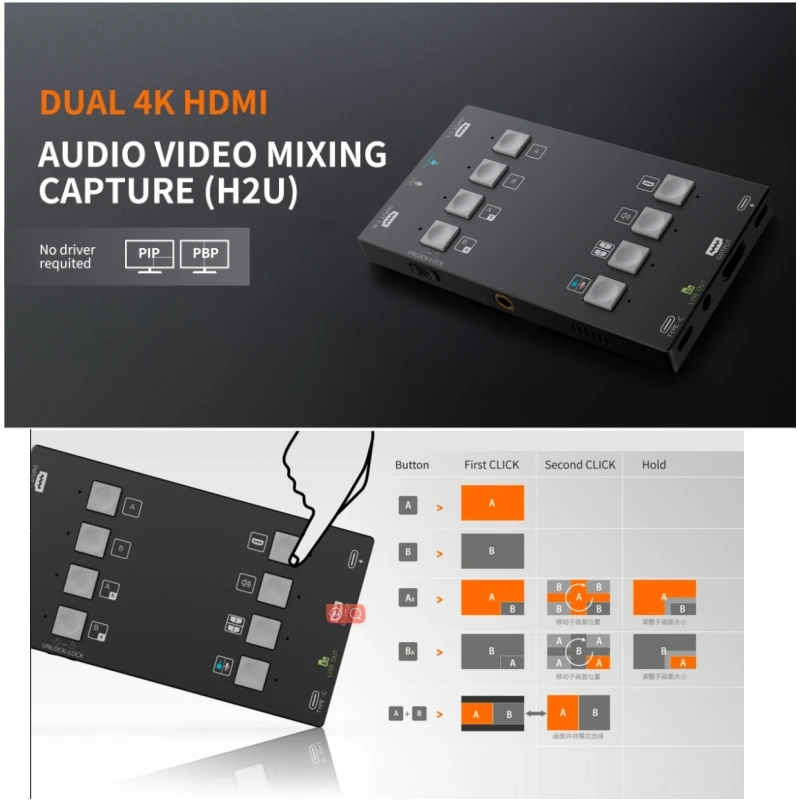 Imagem -06 - Camkoo-hdmi Captura de Vídeo Audio com Configurações Integradas do Modo de Tela Fácil Instalação 4k Display H2u k