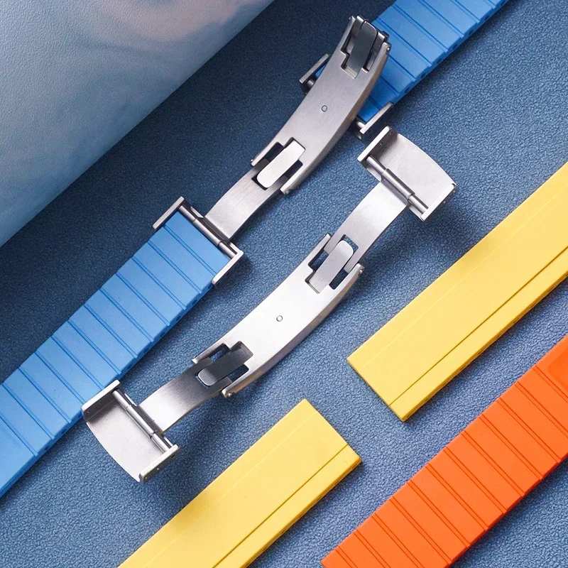 تصميم جديد دايتونا الغواصة CTS فلوروروبر حزام ساعة اليد 20 مللي متر الإفراج السريع الربيع نشر مشبك المشبك FKM أشرطة ساعات اليد