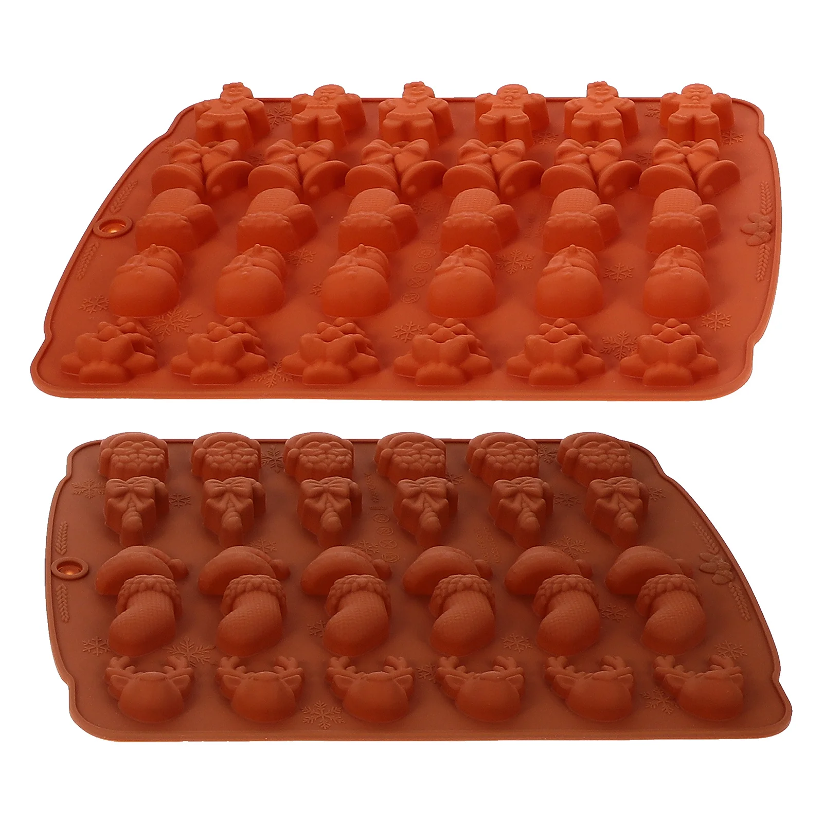 2 Pcs Dessert Mold Ornament Chocolate Candy Holiday Silicone Molds for Baking Treat