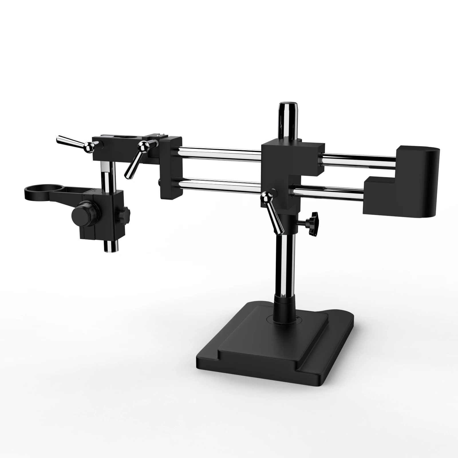 Supporto universale a doppio braccio sollevamento binoculare trioculare Stereo Zoom staffa per microscopio 76mm messa a fuoco PCB Industry