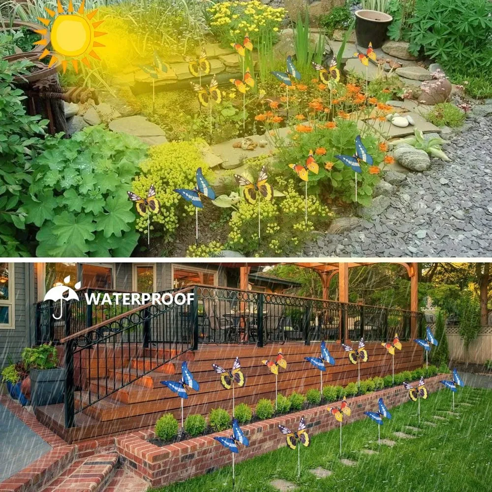 Imagem -04 - Butterfly Solar Garden Light Outdoor Stake Light Multi-color Changing Led Pátio Quintal Gramado Caminho Pack