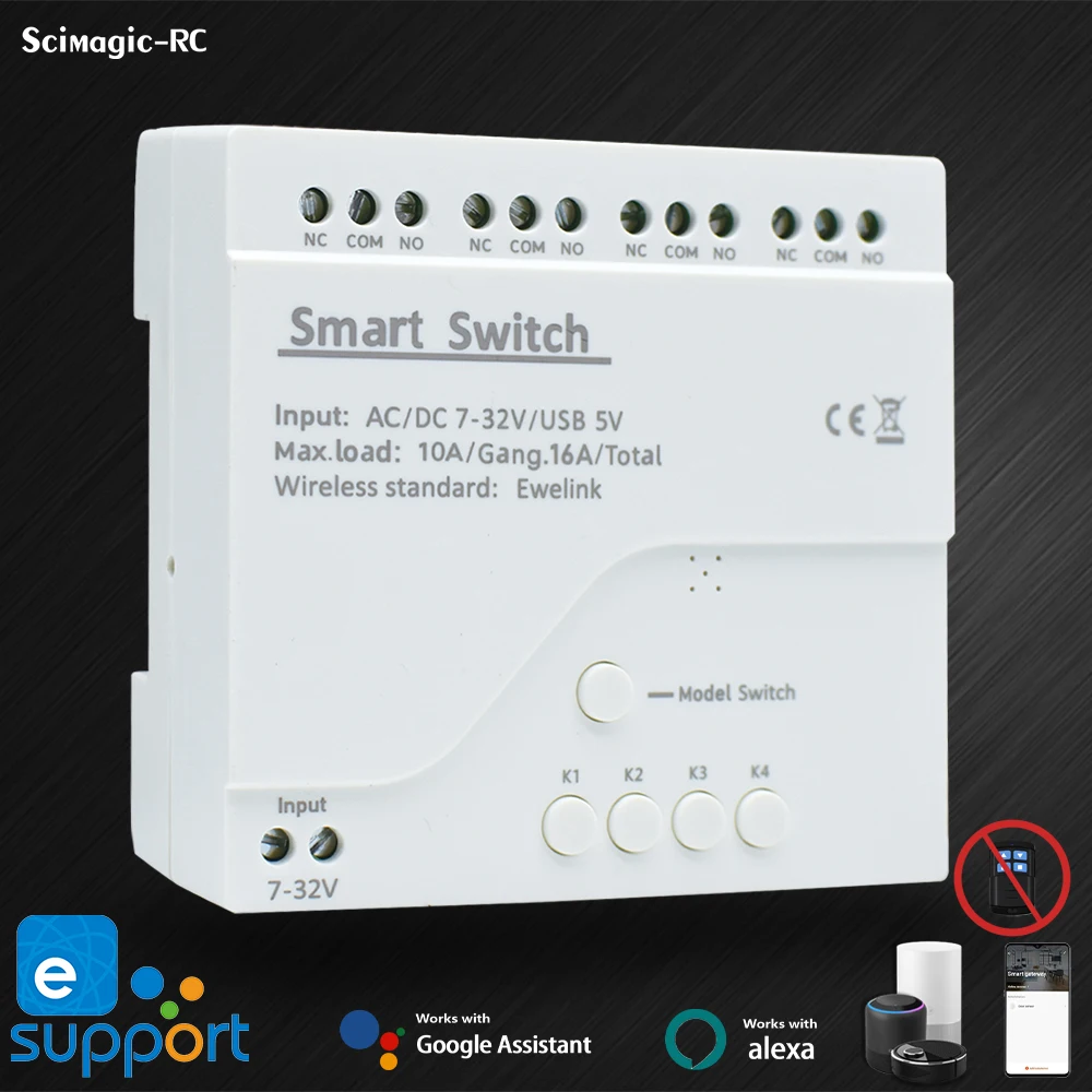 1/2/4CH eWelink Smart Home modulo relè 85-250V relè AC DC 7-32V 220V Timer funziona Alexa Google Assistant Smart Light Switch