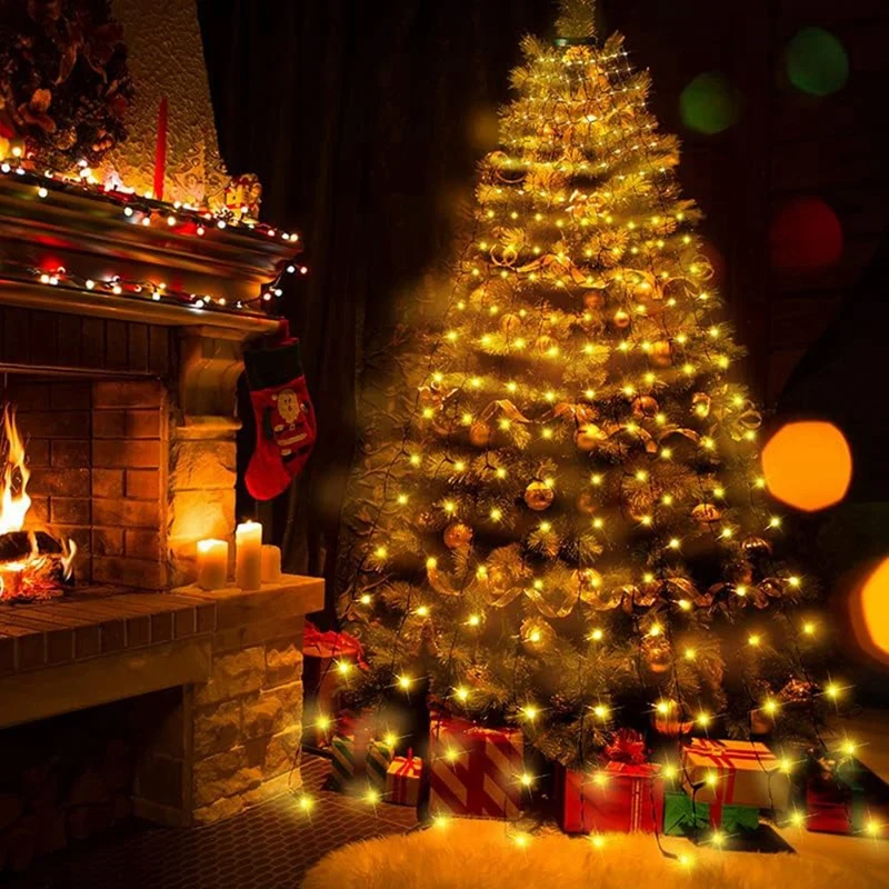 Christmas Tree Lights IP65 Water Proof 16 Lines 8 Modes Christmas Lights Indoor Outdoor Christmas Decorations EU Plug Color 400L