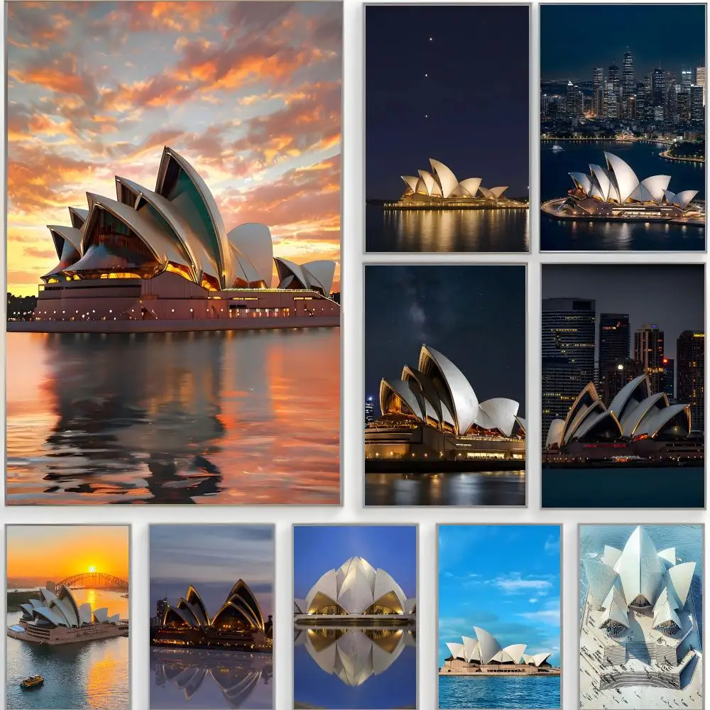 scenic landmark s-sydney opera house Poster Classic Wall Art  Home Decor  Peel and Stick Unframed