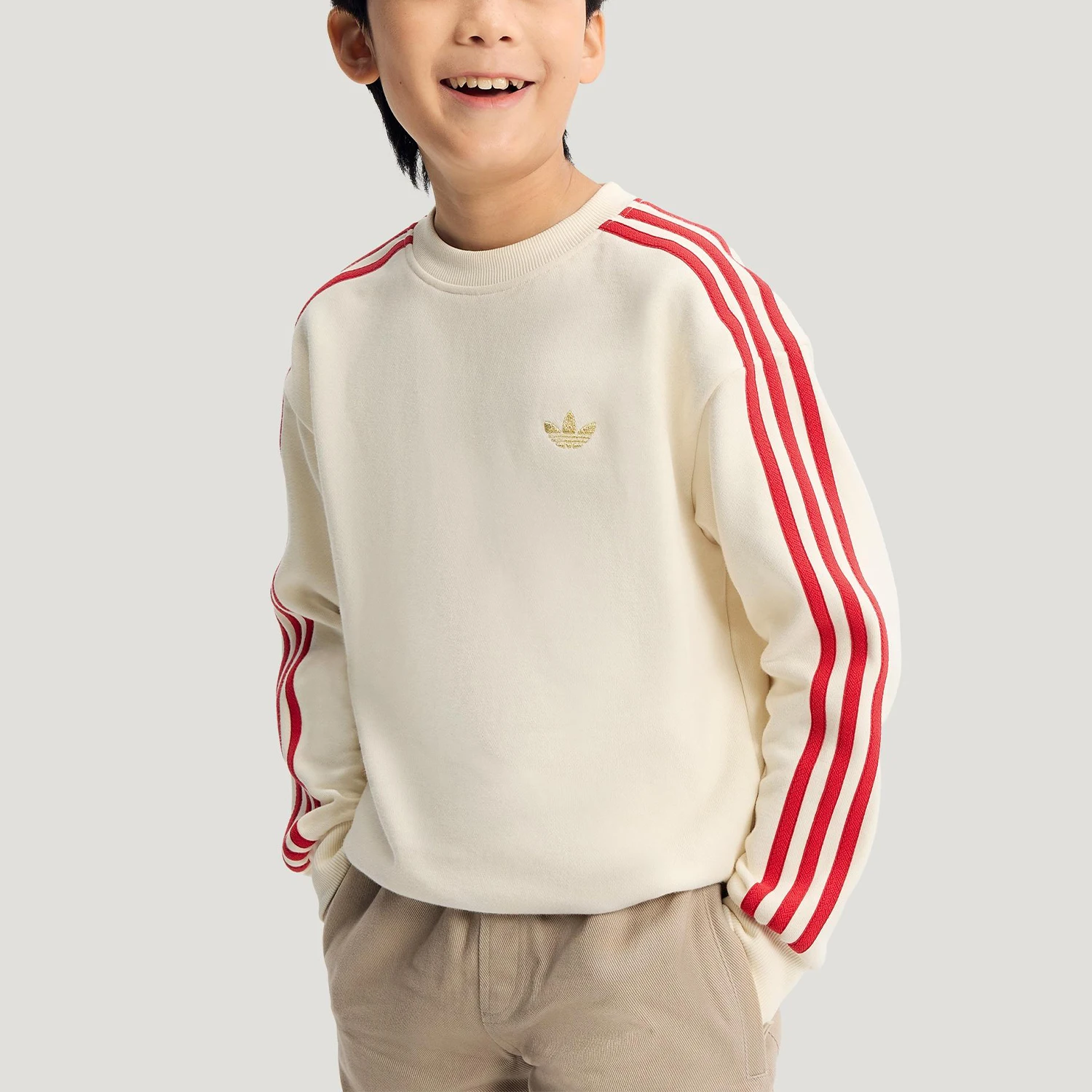 

Adidas Authentic Three Leaves Youth Round Neck Pullover Loose Sports Hoodie IA8932