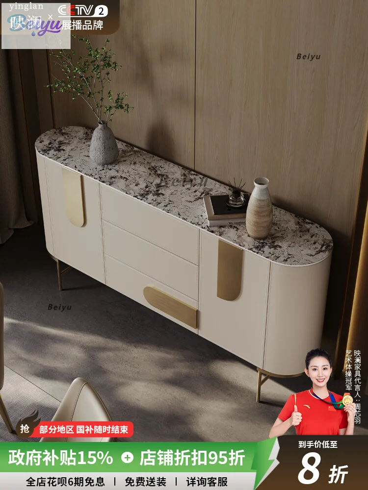 

Whole house custom cabinet furniture minimalist rock slab mystery cabinet modern simple wall storage saddle leather dining side