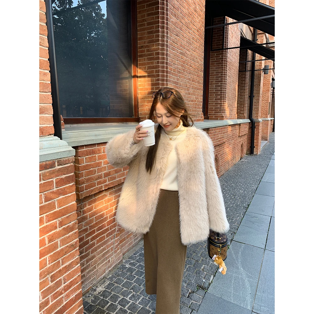 

Шуба женская без пуговиц, увеличенный размер, для повседневной носки, зимняя верхняя одежда, стандартная длина, повседневный шик, цветная шуба