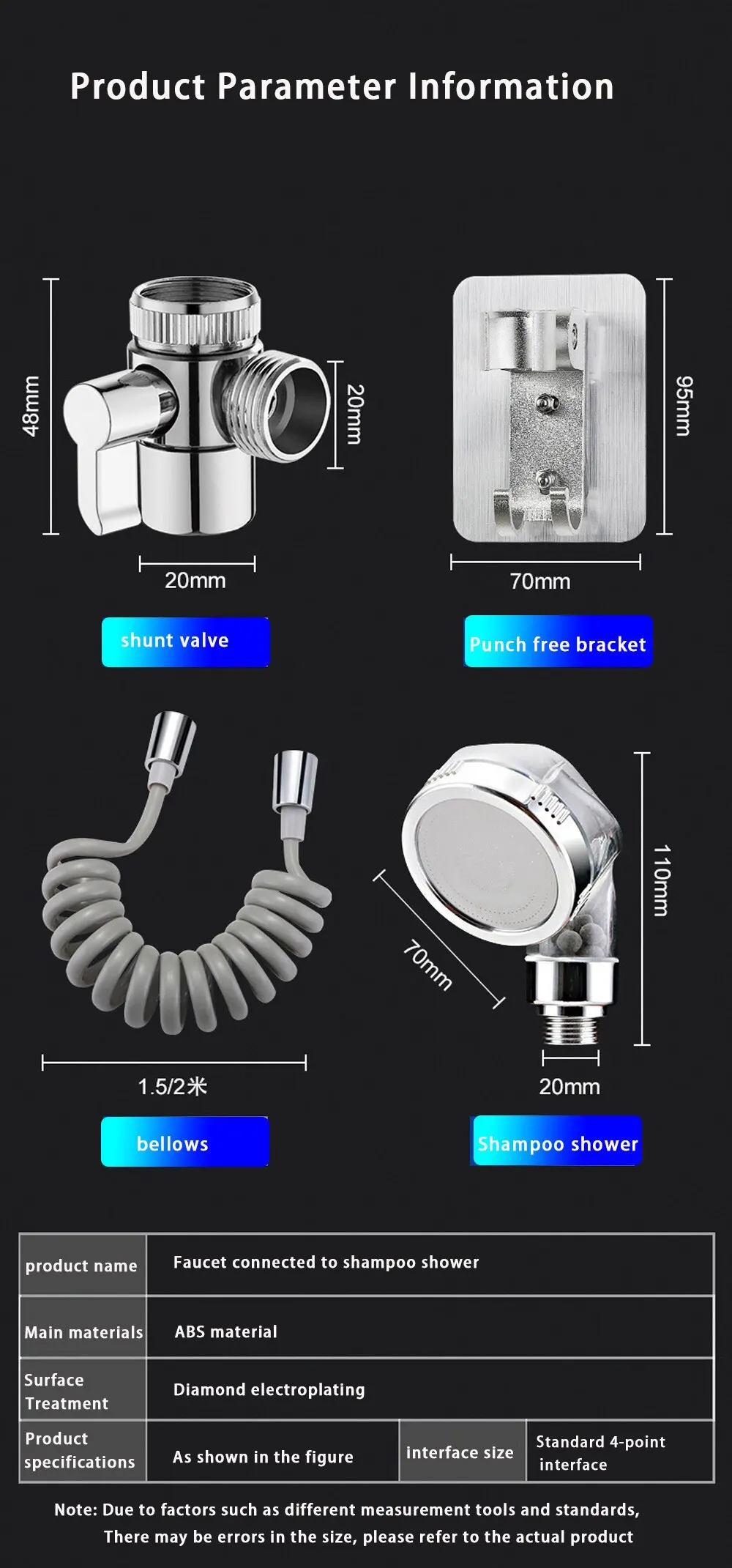 

Shower Faucet Set Hose Handheld Shower Head Spray Tap Extender Sprayer Sink Booster Shower Bathroom Hair Washing Artifact Faucet