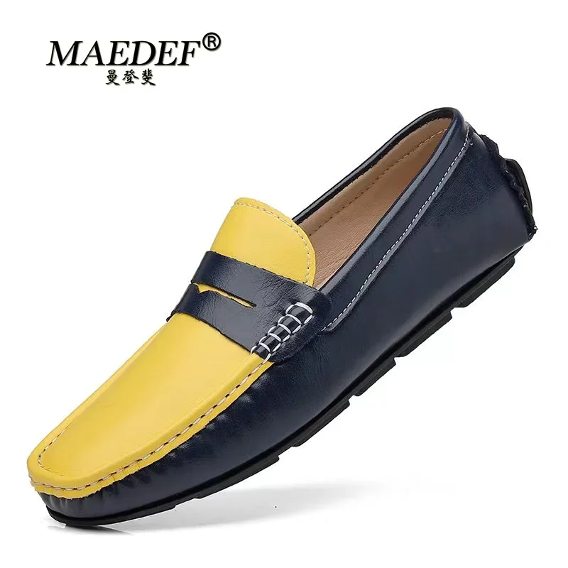 Genuine Leather Men Casual Shoes Luxury Brand 2022 Loafers Moccasins Men Breathable Slip on Mixed Colors Driving Loafers Size 48