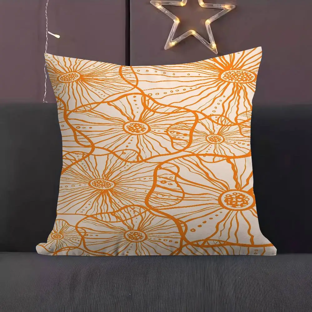 

Orange Floral Personalized Picture Text Home Decorative Pillows Household Gifts 45x45cm