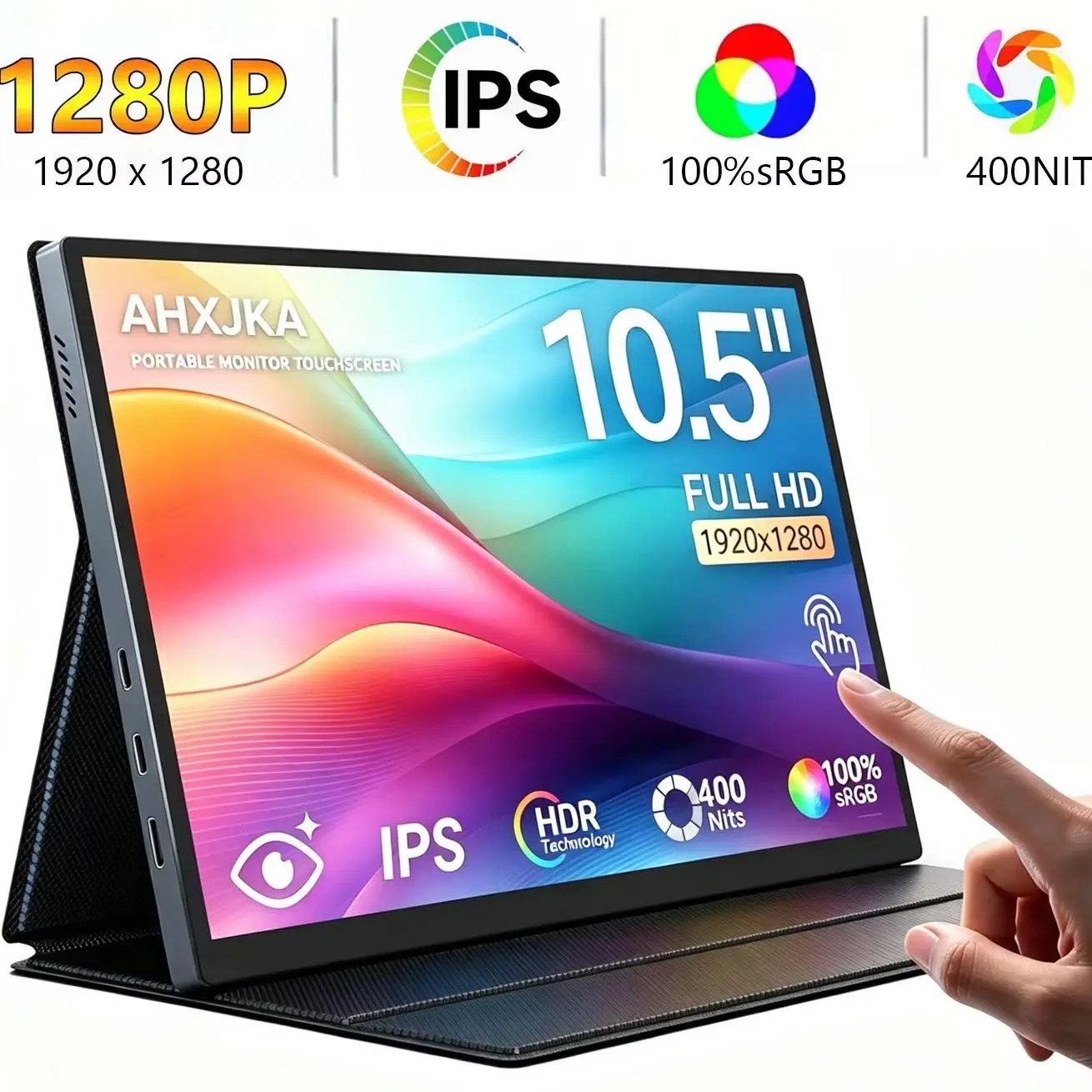 10.5 Inch Touch Portable Monitor 19201280 FHD IPS 3:2 Aspect Ratio 100% sRGB External Secondary Display for Laptop Phone Game