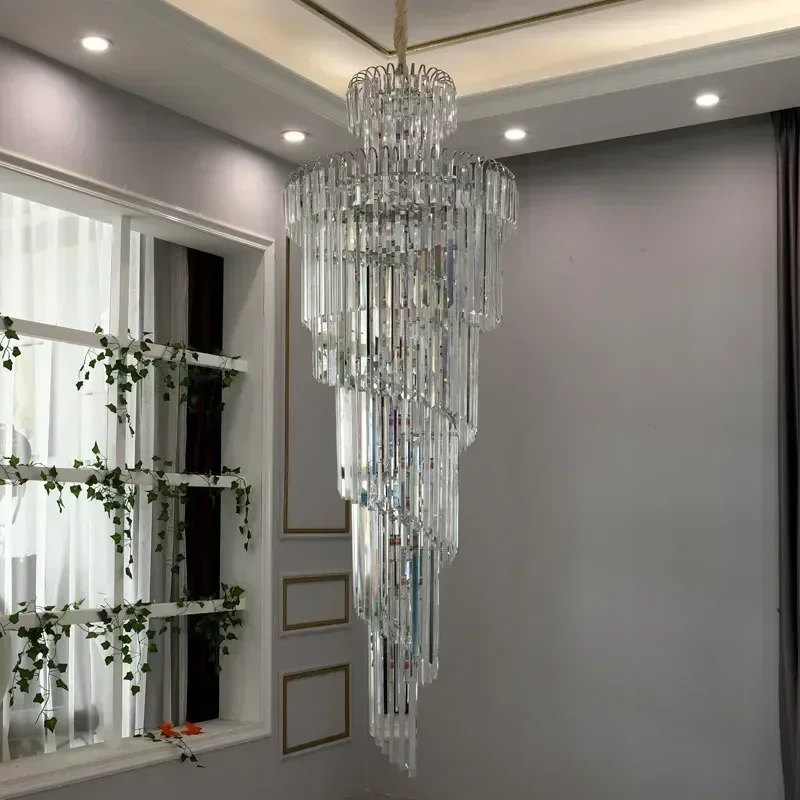 

Luxury Modern Crystal Chandelier For Staircase Gold Chrome Home Decoration Loft Chandeliers Lighting Fixtures