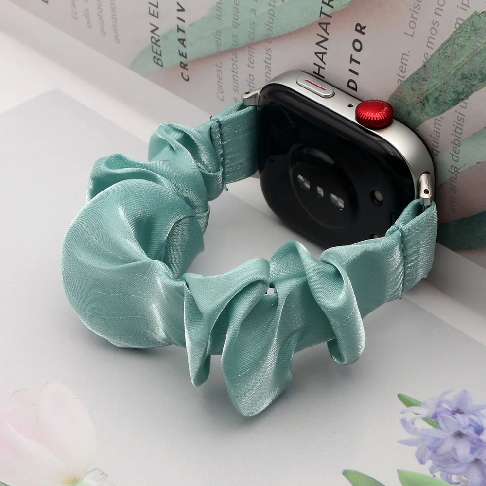 Blue Scrunchie Elastic Watch Band for Huawei Watch Fit 3/ Fit 4/ Fit 4 Pro Cloth Soft Pattern Printed Fabric Wristband Bracelet