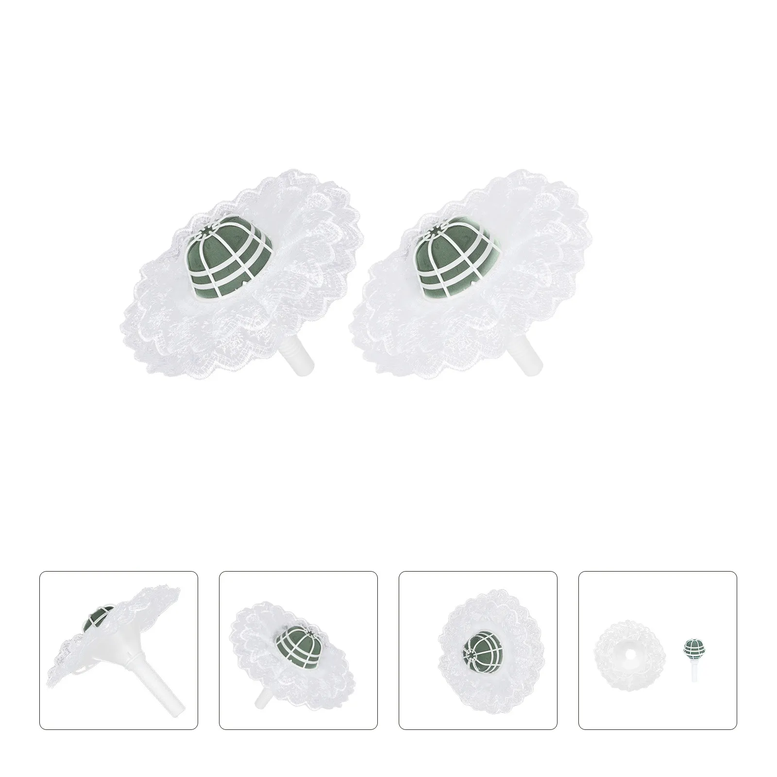 2Sets Lace Bridal Bouquet Holders Compact Flower Holders for Wedding Floral Handle Hand Tied Bouquet Holding Supplies DIY