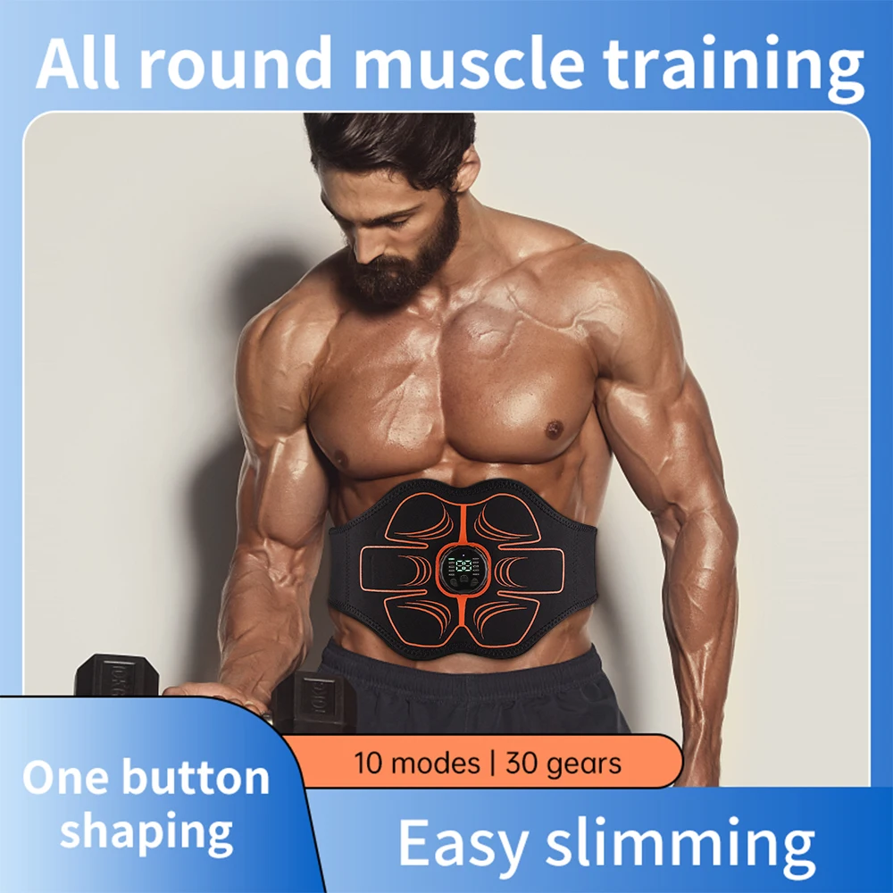 

10 Modes Micro-current Slimming Massage Belt Men Women Abdominal Muscle 6pcs Sticker Muscle Massager Abdominal Fitness Device