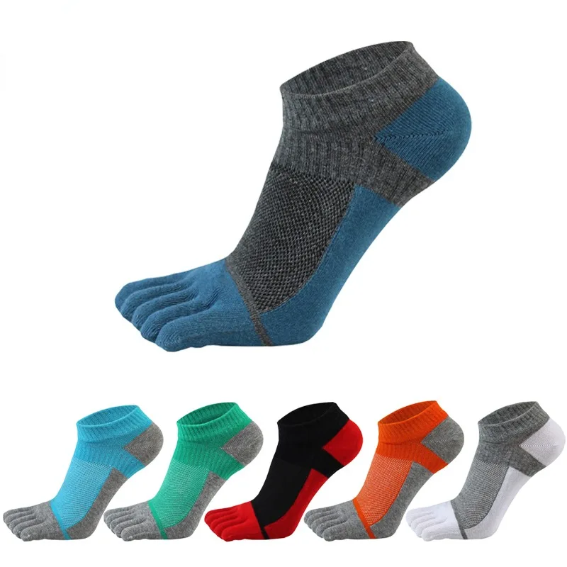 2pairs Men\'s Five-toe Ankle Socks, Fashion Sports Socks, Cotton Socks, Breathable Comfortable Anti Friction Low Cut Socks