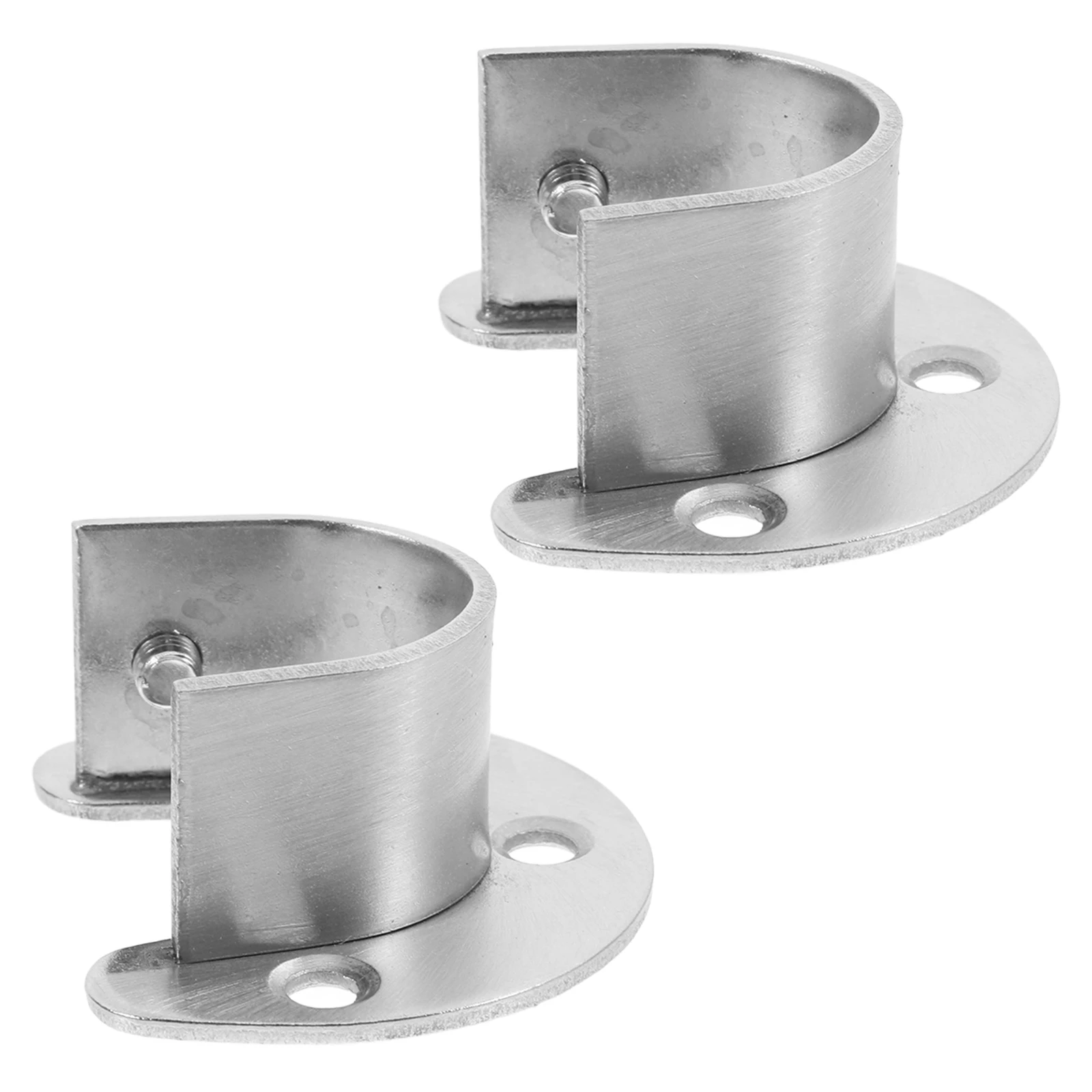 2Pcs Versatile Stainless Steel Closet Rod Holders UShaped Bracket For Residential And Commercial Use