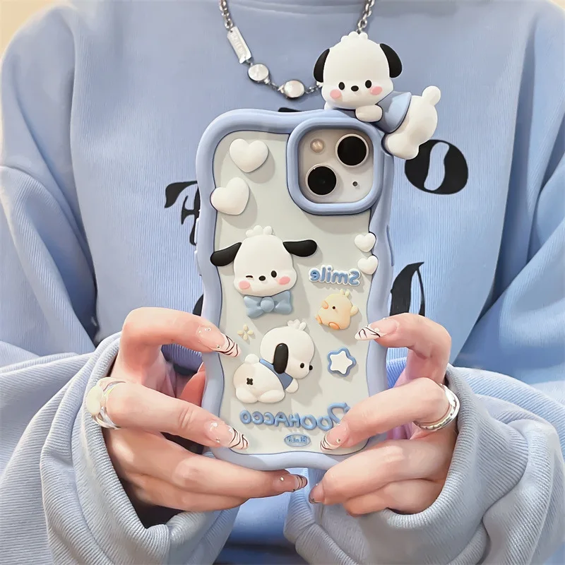 New Sanrio Pochacco Cell Phone Cases Cartoon Kawaii Cute for iPhone15promax for iPhone13pro 14pro Anti-slip Protection Case