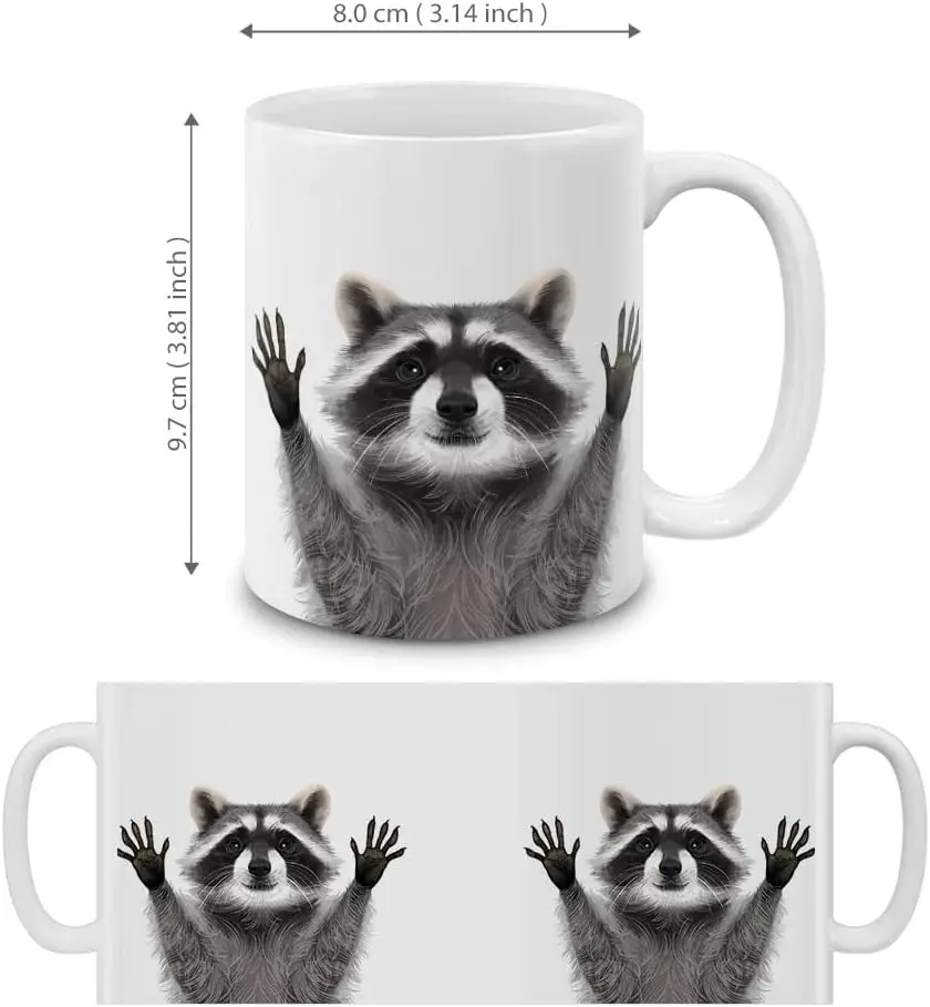 Home Daily Raccoon Printed White Breakfast Drinking Water Coffee Cup Holiday Gift Mug Winter Christmas Milk Cups