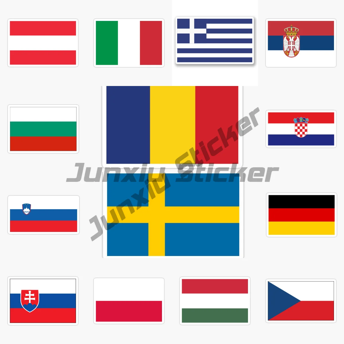 

Sweden Germany Slovakia Poland Hungary The Czech Republic Austria Italy Greece Rectangular Car Stickers Vinyl Adhesive Stickers