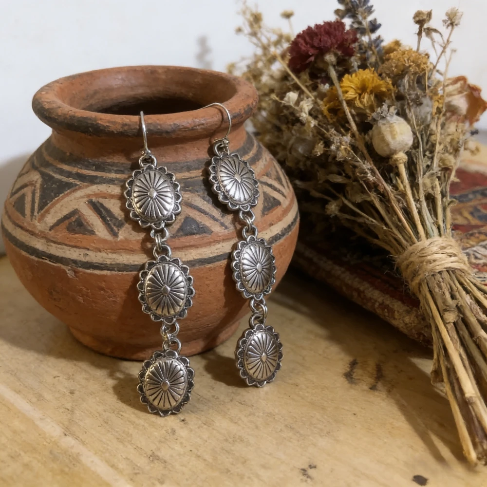Western Wind Distressed Long Earrings, Must-Have for Bohemian Chic Music Festivals, Trendy Slimming Design Accessories