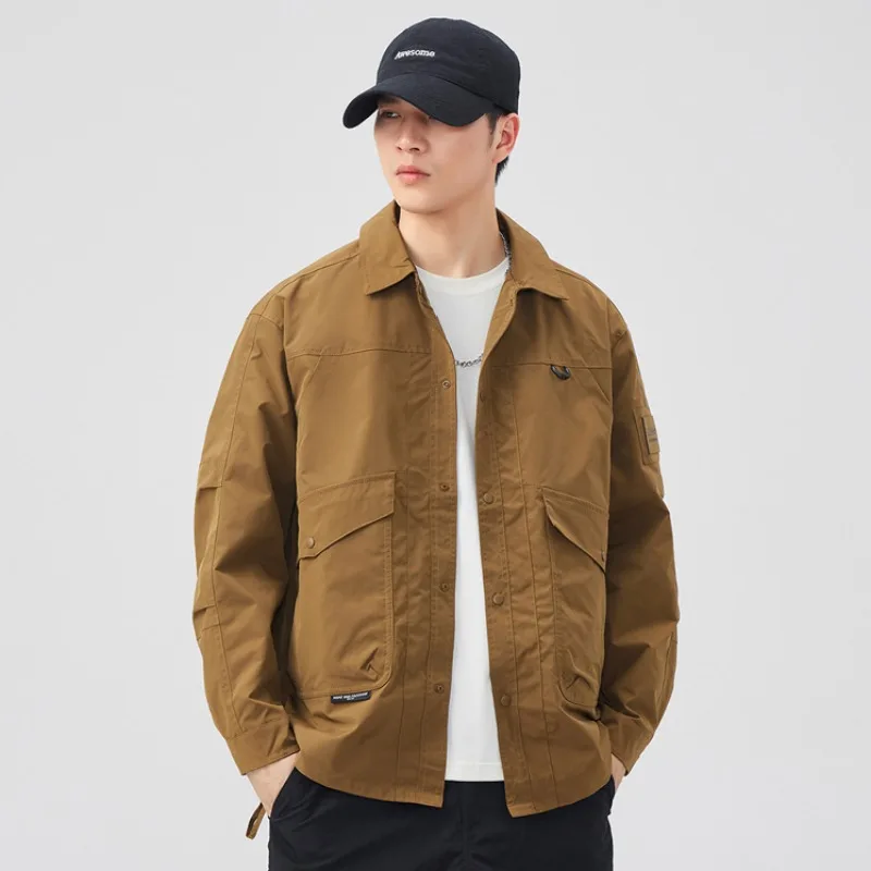 

Massgorule New Spring Autumn Jacket Shirt Casual Coat Lapel Workwear Fashion Outdoor Solid Color Top High Quality Men's Clothing