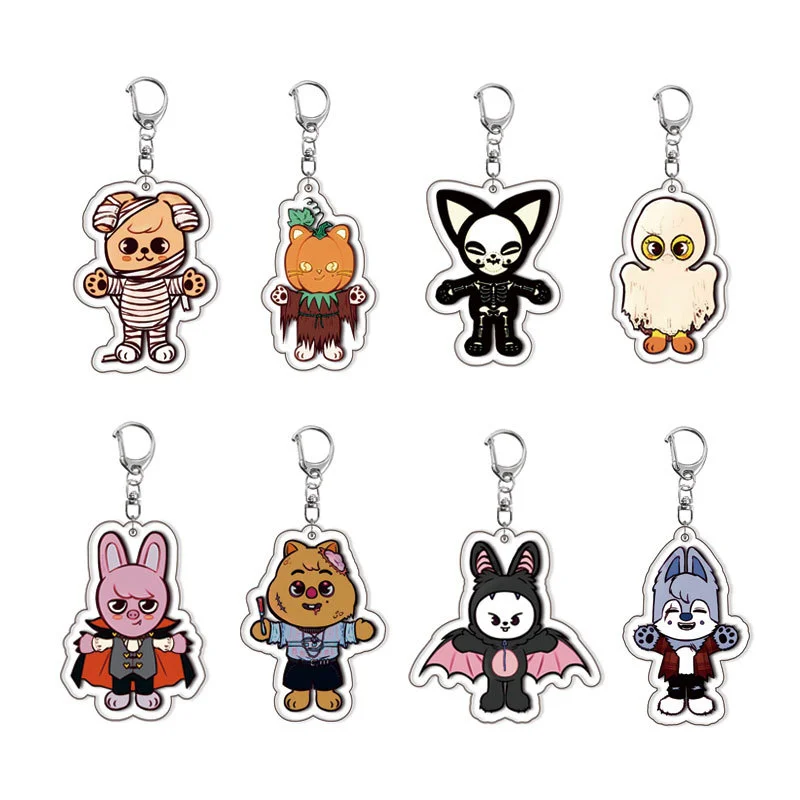 SKZOO شخصية لتقوم بها بنفسك لطيف الذئب الدجاج الدب سلسلة مفاتيح مصنوعة من الأكريليك الضالة الاطفال Kawaii الأطفال الكبار مروحة هدية SKZ المفاتيح #1