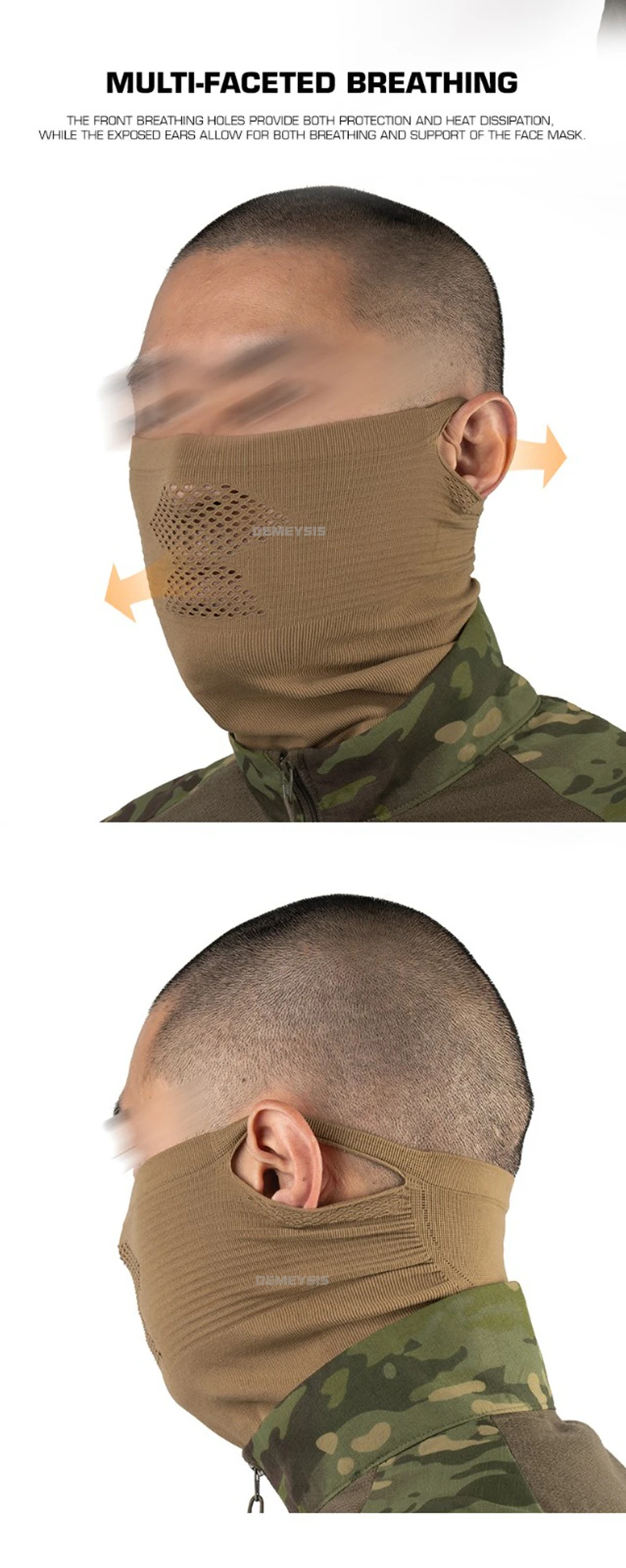 Airsoft Balaclava Taktische Jagd-Gesichtsmaske mit Abnehmbarem Stahlgitter-Schutz Atmungsaktive Staubdichte Winddichte Reit- und Wander-Maske – Detail 7