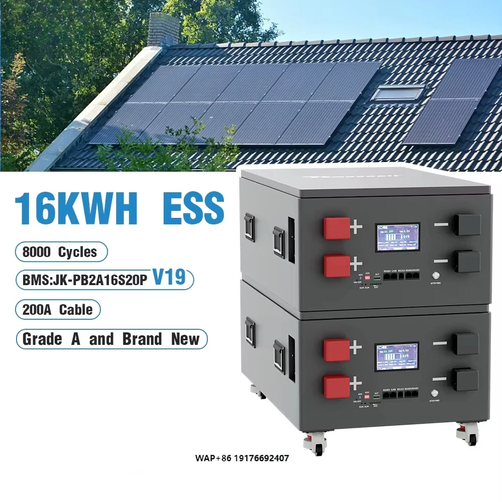 HEKTARY OFF GRID TV 51.2V 314Ah 16KWh ESS +JK-PB2A16S20P+Wheels Ready Magazyn+200A Cable+Breaker+10years Warranty