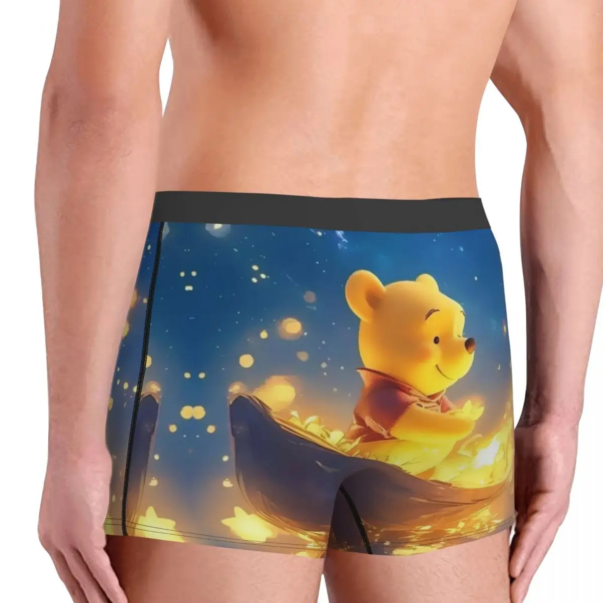 Calzoncillos tipo bóxer con diseño de estrella de Winnie Pooh personalizados, calzoncillos de oso amarillo para hombre, ropa interior, calzoncillos geniales