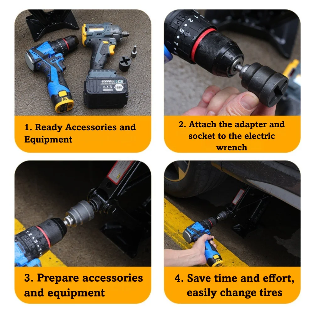

Heavy-Duty Universal Jack Socket Wrench Universal Fit 1/2 in Electric Wrench Socket Drill Compatible Easy To Use