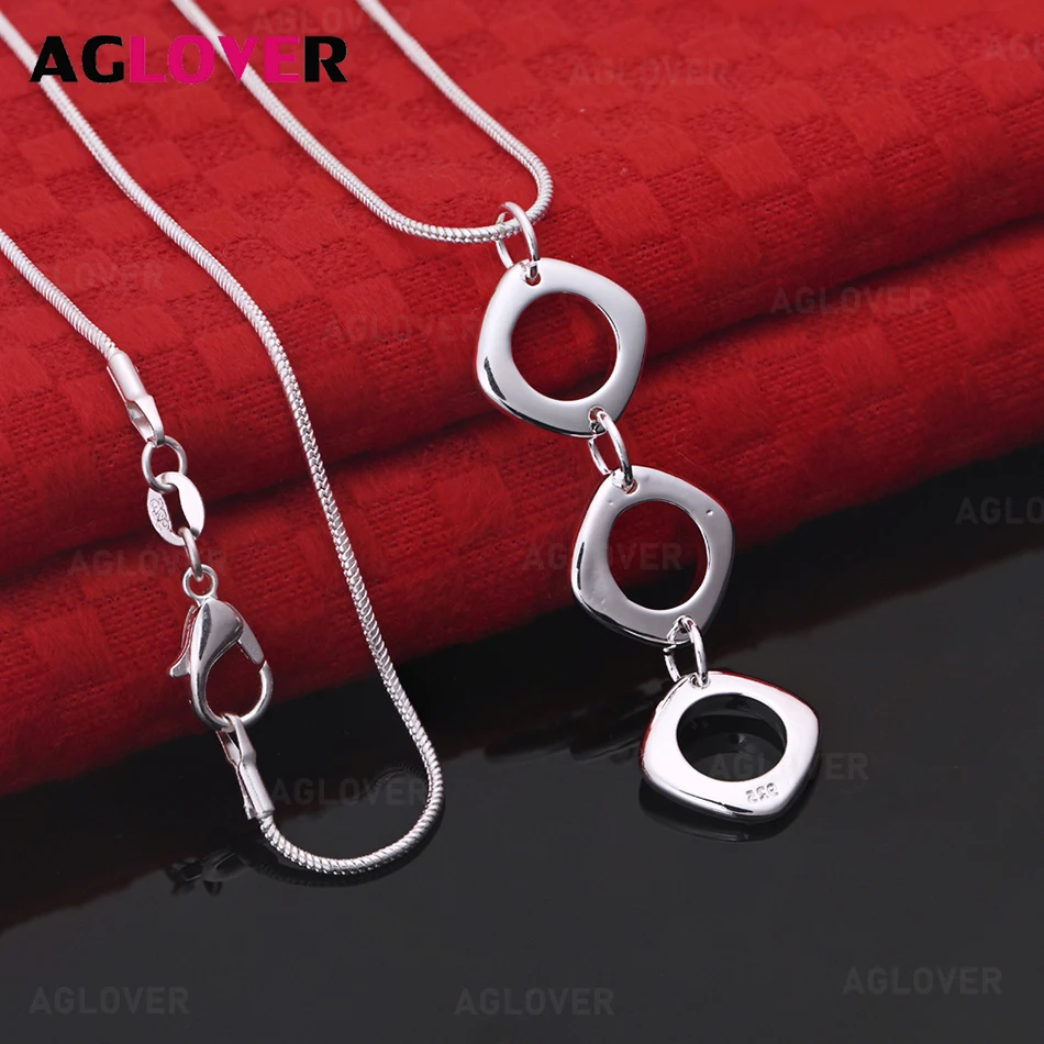 

AGLOVER 925 Sterling Silver Geometric Triangle Circle Pendant Necklace Fashion Accessories Charming Women Birthday Gift Jewelry