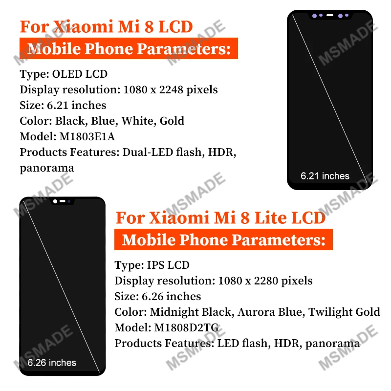 100% Test For Xiaomi Mi 8 LCD Display M1803E1A Touch Screen Digitizer Assembly For Xiaomi Mi 8 Lite LCD Mi 8X Display M1808D2TG