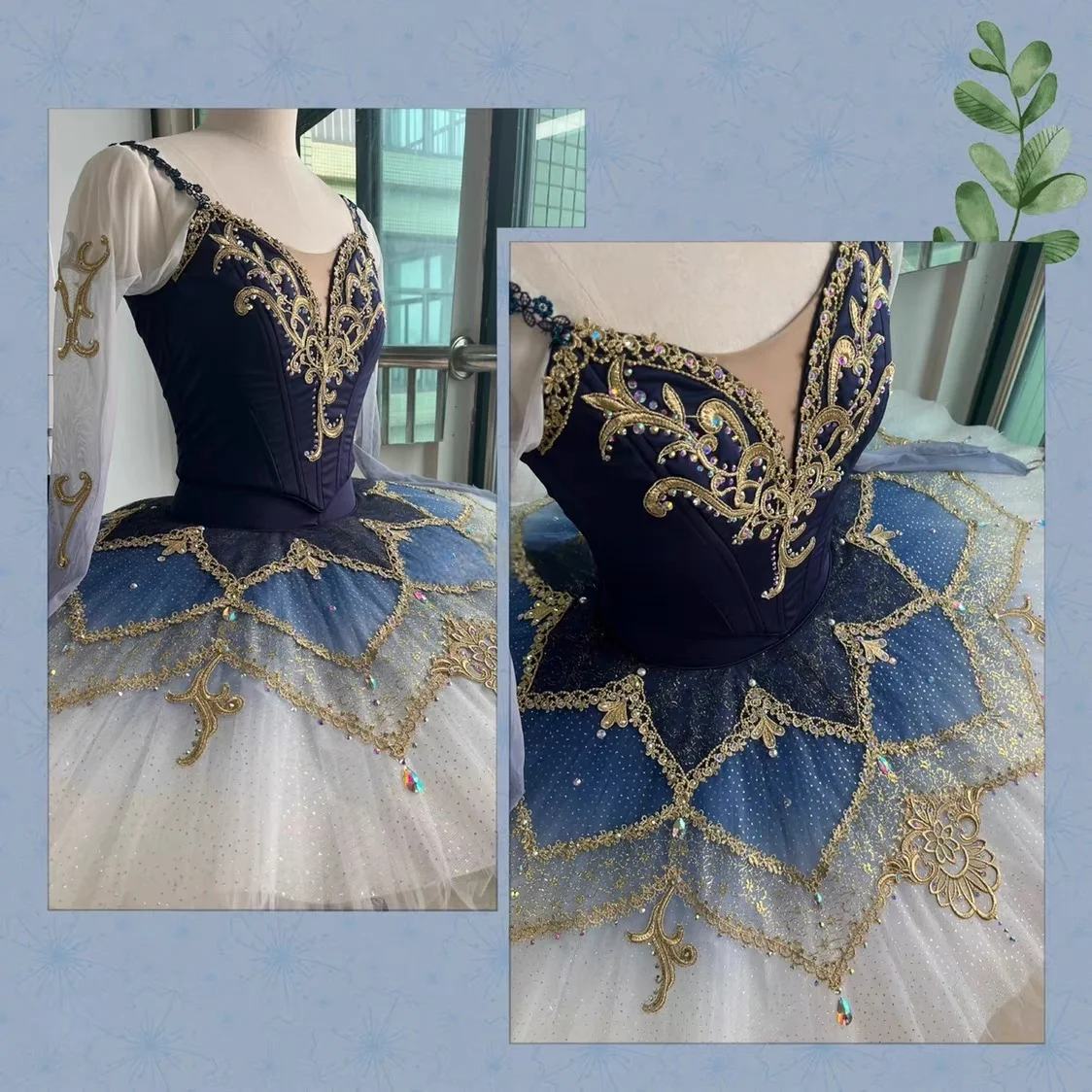 2024 new dark blue tutu custom split tutu performance skirt bluebird pirate and other characters high-end customization