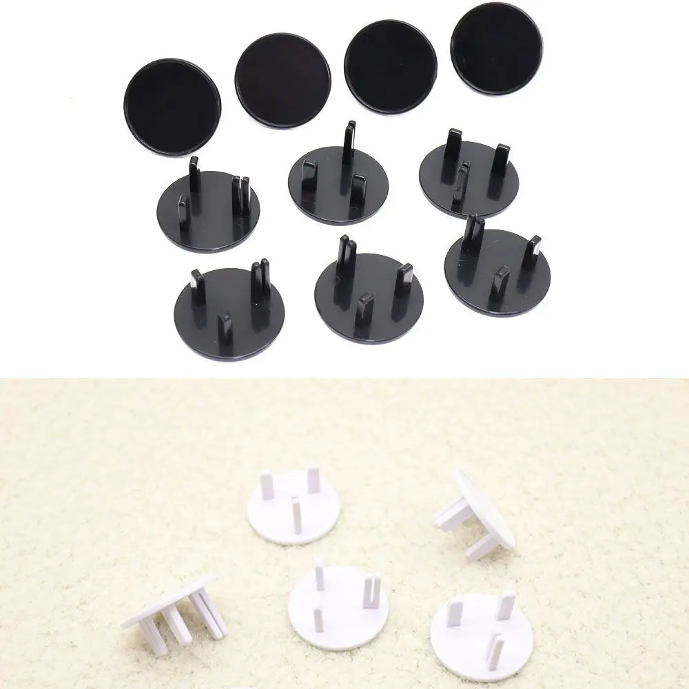 Black Baby Outlet Safety Round Shape Plug Cover 10Pcs UK Power Socket Guard Protector Safety Power Protection Cover