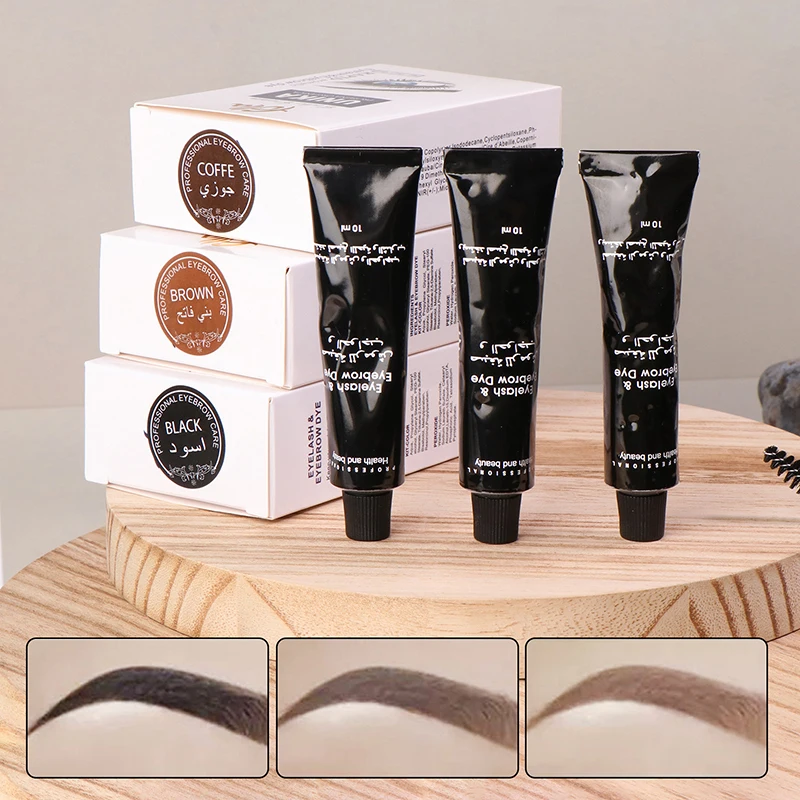 Eyelash Eyebrow Dye Tint Kit Fast Tint Brow Dye Gel ครีมทาคิ้วสีดํา/สีน้ําตาล/กาแฟ Brow Enhancers มาสคาร่าแต่งหน้าเครื่องมือ