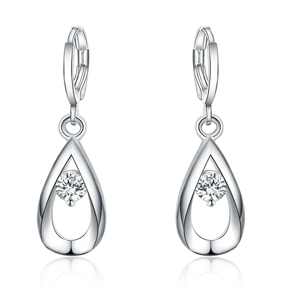 Boucles d\'oreilles goutte d\'eau en argent regardé 925 pour femme, bijoux à breloques, mode, fête de fiançailles, mariage, cadeau d\'anniversaire,