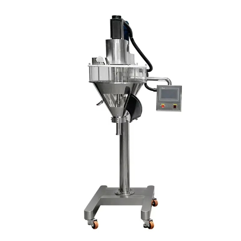 Turntable Style Auger Filler with Dust Collection Device Powder Filling Machine 1% Accuracy Spice Powder Auger Filler
