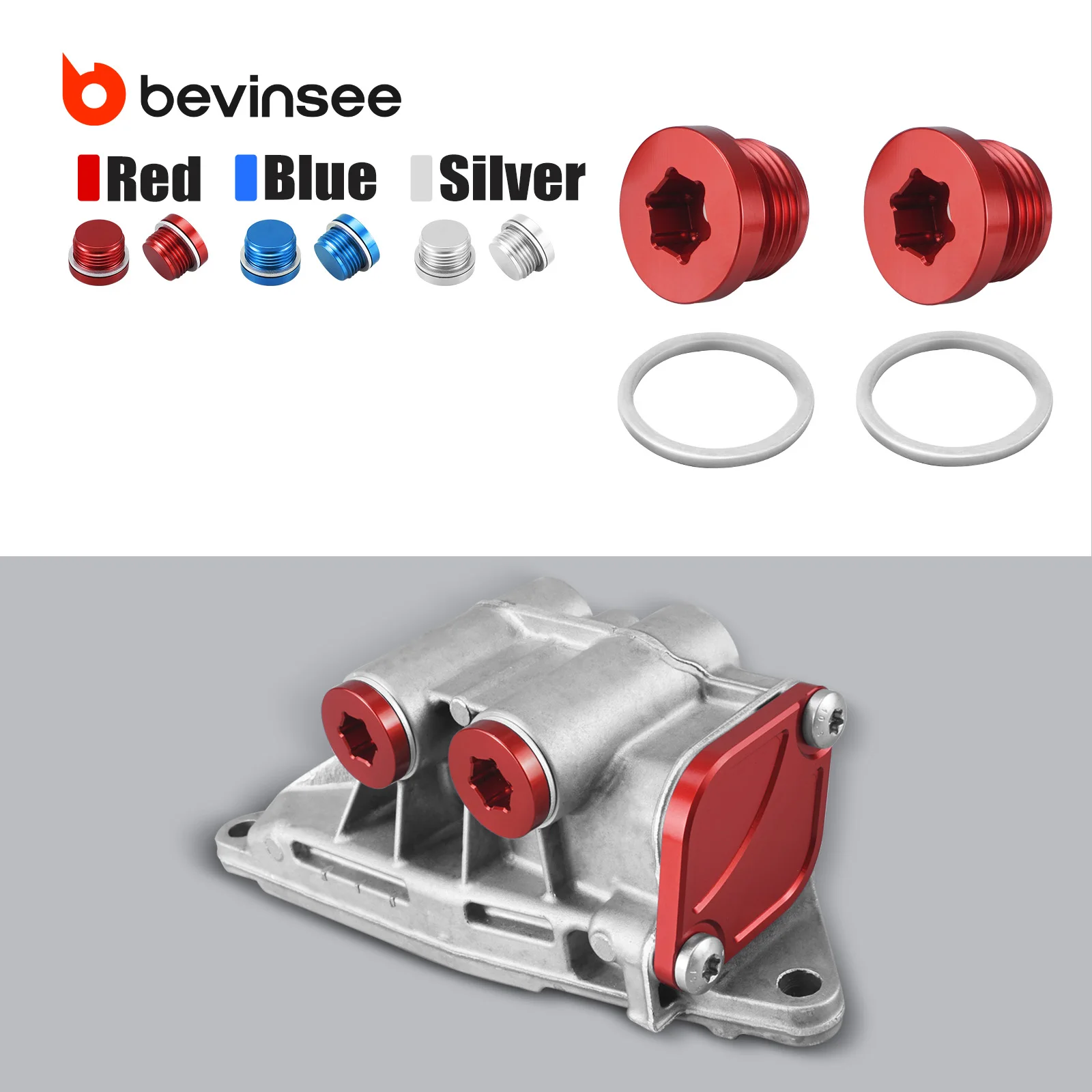 

BEVINSEE Oil Thermostat Housing Plugs for BMW N54 N55 S55,F10/F11 535i,F20 M135i,F30 335i,F36 435i,E82 135i, Replace 11617568552