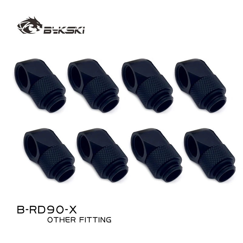 

BYKSKI 4/6/8pcs G1/4'' Thread 90 Degree Rotary Fittings Adapter Rotating 90 Degrees Water Cooling Adaptors White Gold B-RD90-X