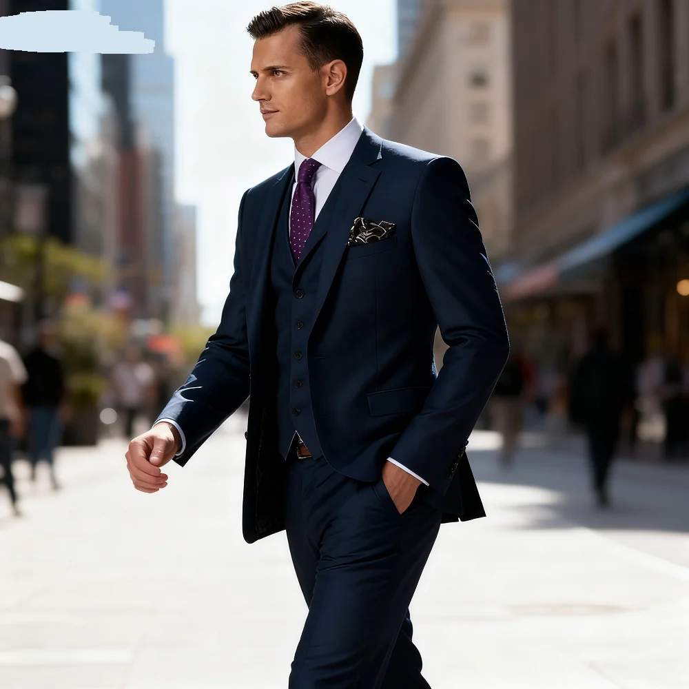 

Men's Formal Terno Set with Notched Lapel Celebrity 3-Piece Two-Button Blazer Vest Pants Suits for Special Occasions