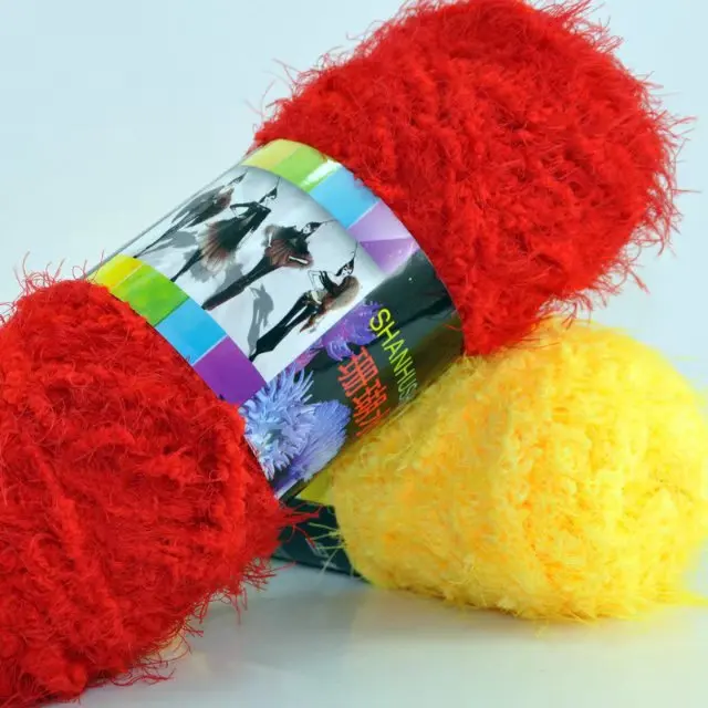 1Pc 100g fluffy Velvet yarn for hand knitting long plush crocheting yarn to knit sweater scarf hat line Crochet amigurumi thread