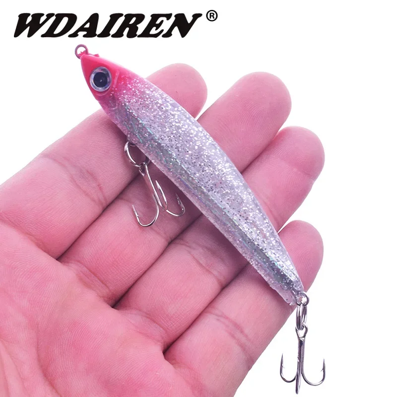 

1 Pc Sinking Pencil Silicone Bait 8cm 14.5g Wobblers Fishing Lure Artificial Colorful 3D Eyes Bait Fishing Tackle Reflective