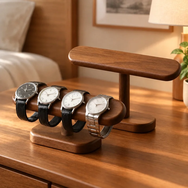 Countertop Display Stand for Chains and Anklets, Wooden Organizer for Watches and Jewelry