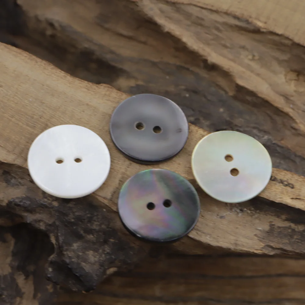 12Pcs/lot 25mm Flat Two Hole White Pearl Shell Shirt Button Two Eyes Smoke Gray Black Butterfly Shell Suit Sweater Button N367