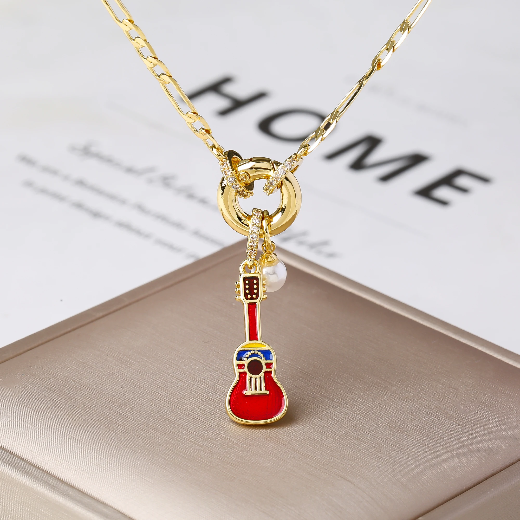 Venezuela Flag Metal Enamel Pendant Necklace Creative Bird Violin Heart Charm Neck Choker New Trend Jewelry Gift for Men Women