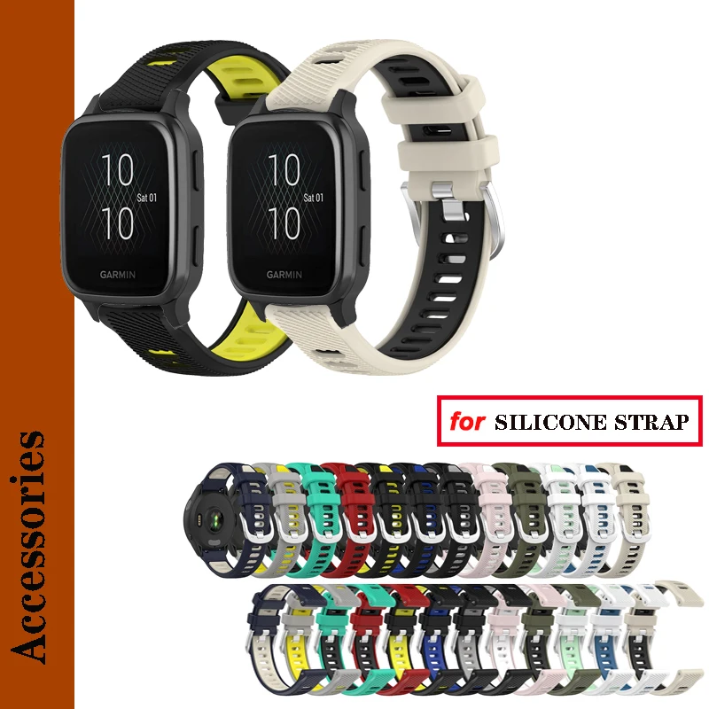 20mm Watch Band RUN Silicone Strap For Garmin Venu Sq 2 Plus/ venu2 plus / 165 245 645 55 158 / Vivoactive 5 3